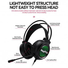 T-WOLF-H130 Microphone Casque de Jeux Filaire USB+ jack Avec LED RGB