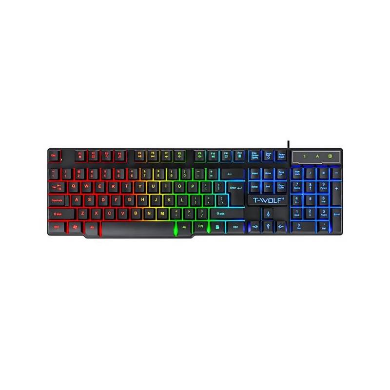 T-WOLF T20 Clavier Mécuanique Gaming Azerty USB rétro-éclairage RGB