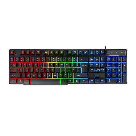 T-WOLF T20 Clavier Mécuanique Gaming Azerty USB rétro-éclairage RGB