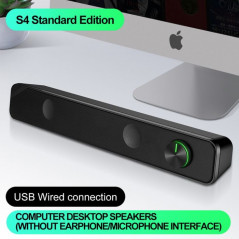 T-WOLF S4 Mini Barre de son USB 2.0 Multimedia Speaker Black